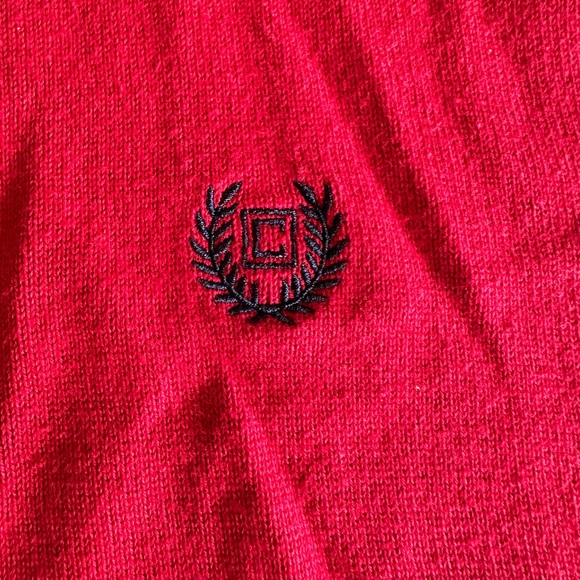Chaps V Neck Sleeveless Lightweight Red Sweater Mens Large Navy Chest Emblem - Picture 5 of 9